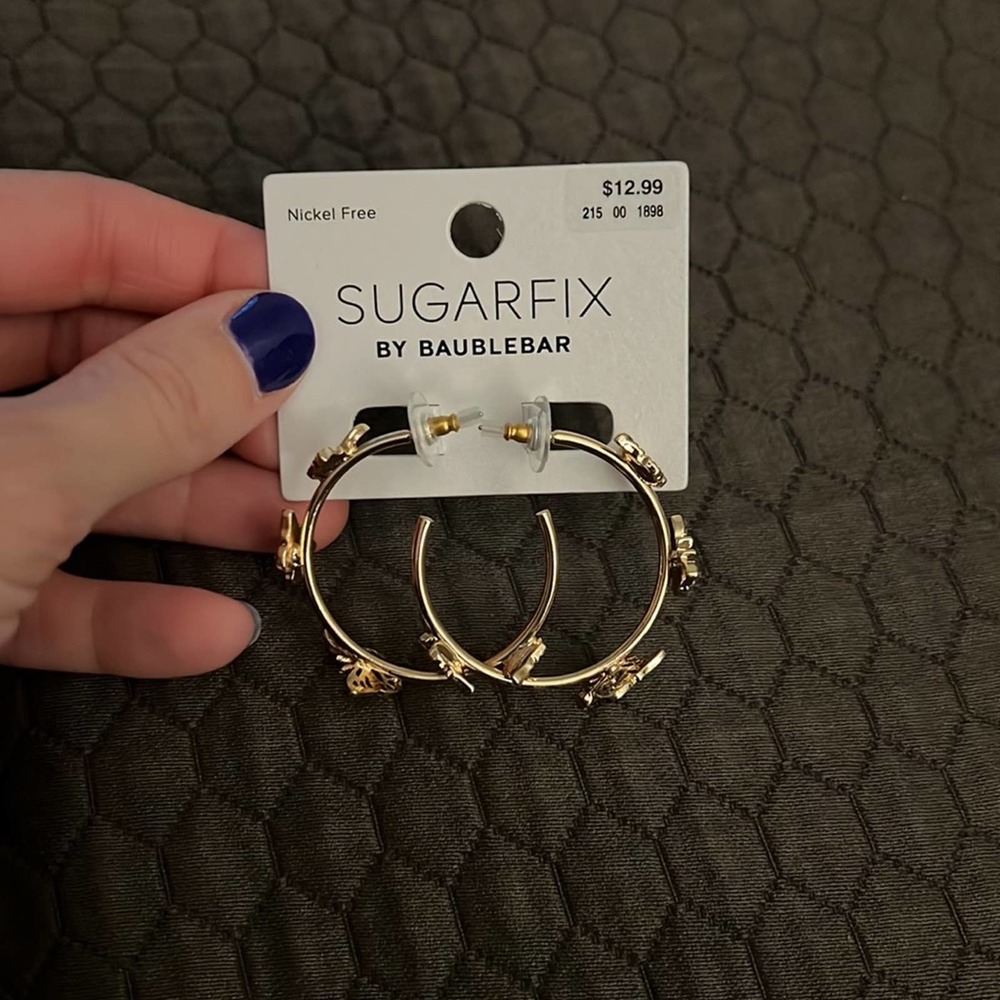 Sugarfix by Baublebar-Set of 3: Safety Pin Threaders, Butterly Hoops, Gold Hoops - Picture 6 of 8